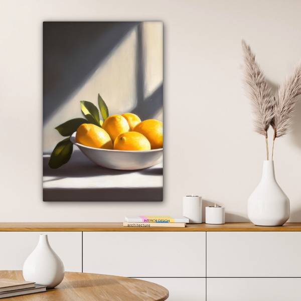 LEINWANDBILD Zitronen Gelb - Baumwollstoff - 40 x 60 x 2 cm