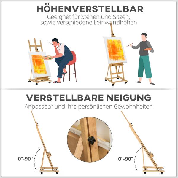 Staffelei 914-025V00ND Braun - Massivholz - 53 x 238 x 51 cm