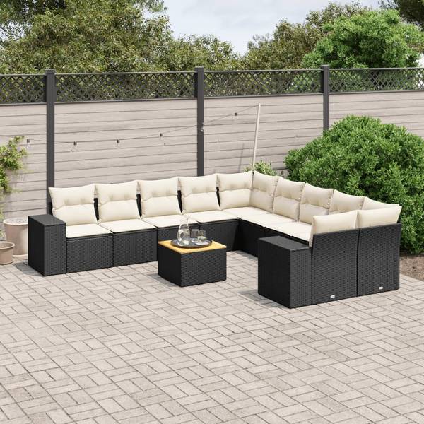 Loungeset 3035873-4 set van 11 zwart - crèmekleurig - wit