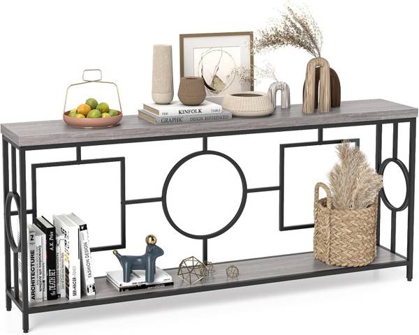 Konsolentisch VH34230OR+DE Grau - Holzwerkstoff - 30 x 80 x 180 cm