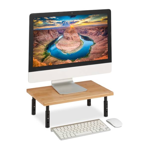 Höhenverstellbarer Monitorständer Schwarz - Braun - Holzverbundwerkstoff - 42 x 16 x 27 cm