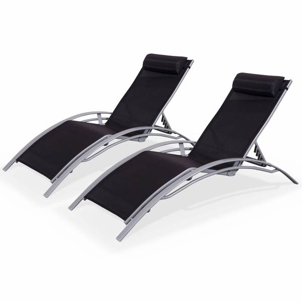 Liegestühle Louisa  2er Set Schwarz