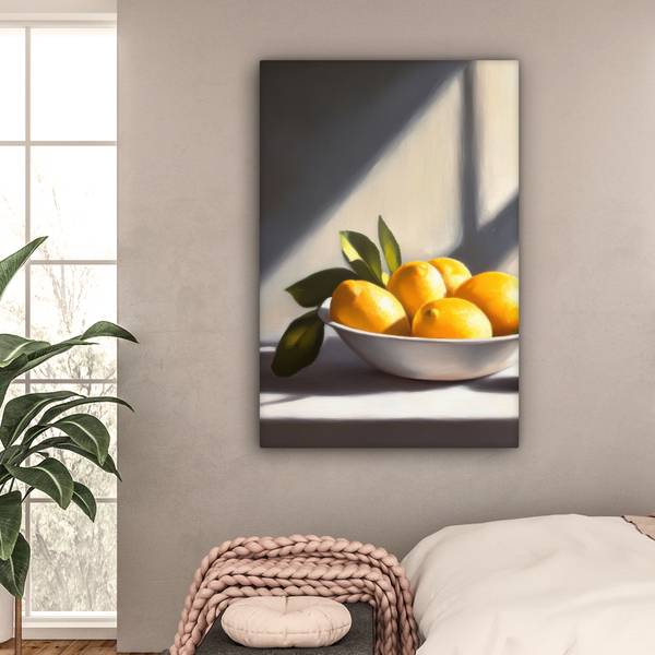 LEINWANDBILD Zitronen Gelb - Baumwollstoff - 80 x 120 x 2 cm