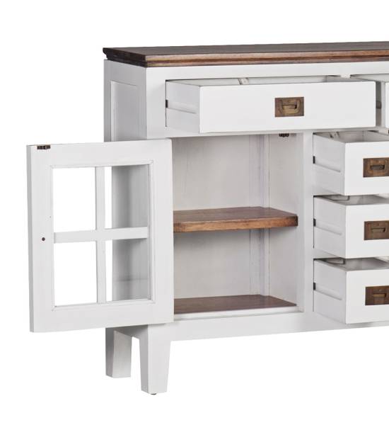 KONSOLE AUS WEISSEM HOLZ L 105 cm Weiß - Holz teilmassiv - 105 x 80 x 28 cm