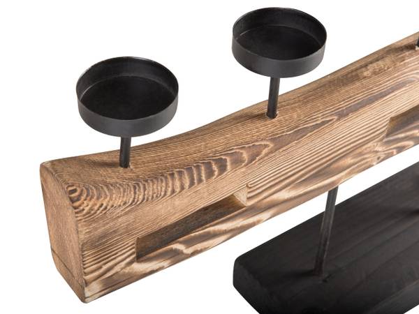 Kerzenständer GUATEMALA Schwarz - Braun - Massivholz - 60 x 36 x 11 cm