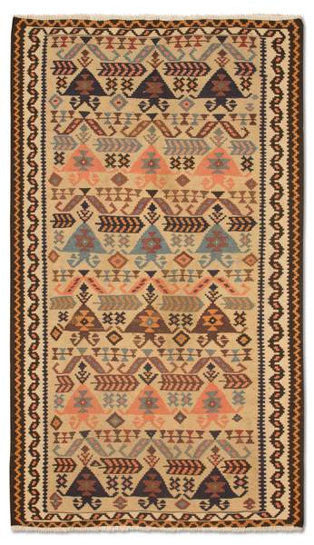 Handgewebt Kelimteppich Beige - Wolle - 108 x 1 x 195 cm