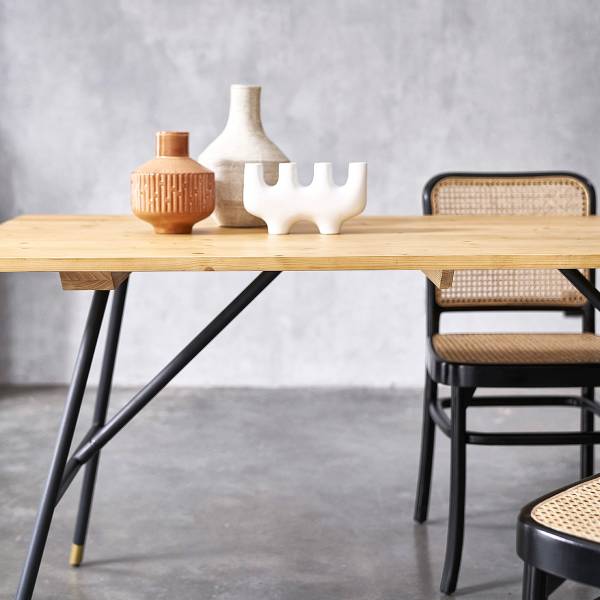 Tisch ROBIN Beige - Massivholz - 160 x 75 x 80 cm
