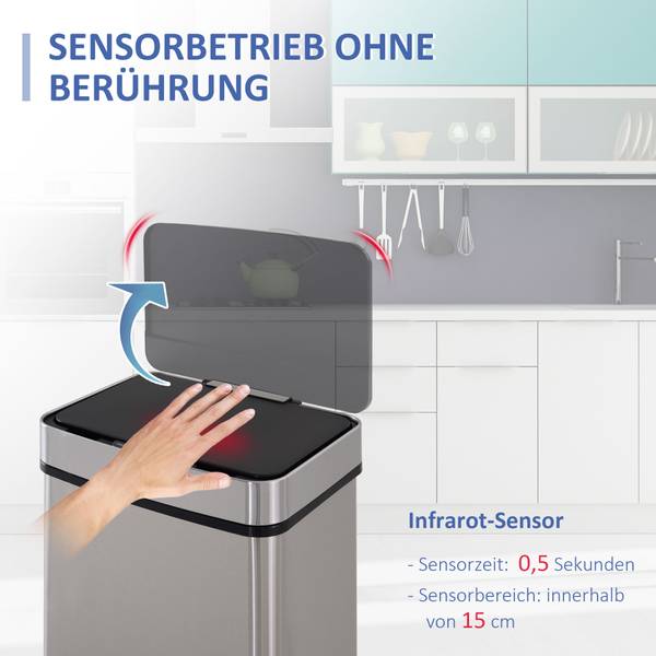Sensor Mülleimer 851-018 Silber - Metall - 30 x 81 x 42 cm