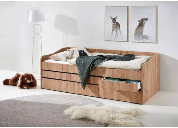 Bett Jill Braun - Holzwerkstoff - 94 x 72 x 207 cm