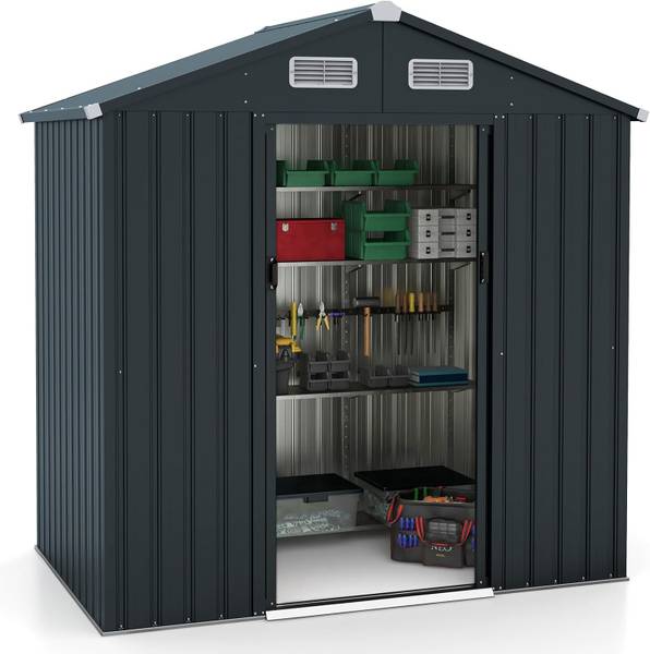 Gartenhaus SF6447SD+DE Schwarz - Metall - 129 x 197 x 182 cm