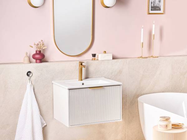 Ensemble pour salle de bain TILCARA Doré - Blanc - Largeur : 60 cm