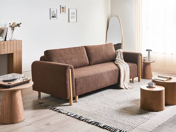 Slaapbank KVAM bruin - textiel - 242 x 85 x 99 cm