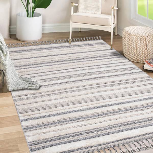 Teppich Kurzflor Frays Grau - Polypropylen - 80 x 1 x 150 cm