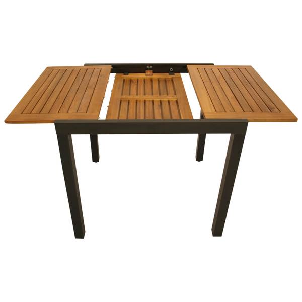 Ausziehtisch VICENZA Braun - Grau - Akazie - Aluminium - 80 x 75 x 70 cm