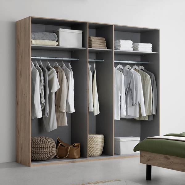 Drehtürenschrank BERGAMO Braun - Grau - Holzwerkstoff - 225 x 208 x 58 cm