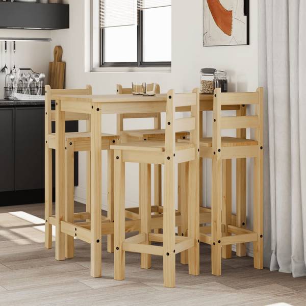 Bar-Set 5er Set XT2380 Braun - Massivholz - 57 x 101 x 112 cm