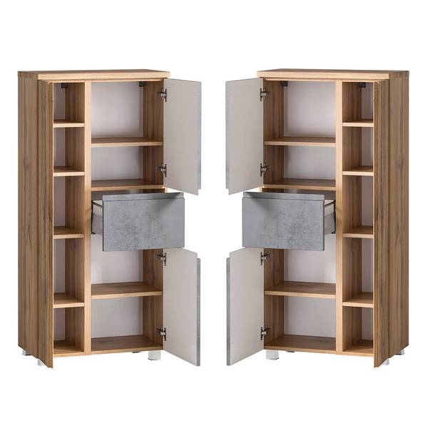 Badmöbel-Set VASTO-03-37 5er-Set Grau - Spiegelglas - 265 x 200 x 35 cm