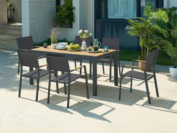 Gartenessgruppe im Set MACILA Grau - Metall - 60 x 1 x 57 cm