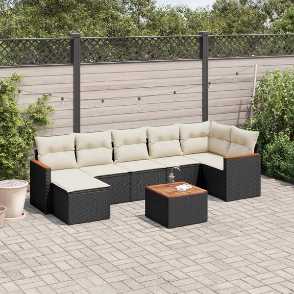 Garten-Lounge-Set 3035946-2 (8-teilig) Schwarz - Creme