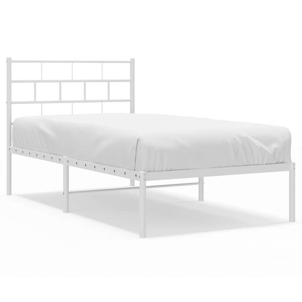 Bettgestell mit Kopfteil X404 Weiß - Metall - 105 x 90 x 196 cm