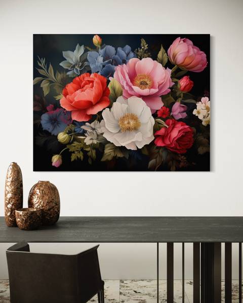 Canvas schilderij Bloemen 100 x 70 cm
