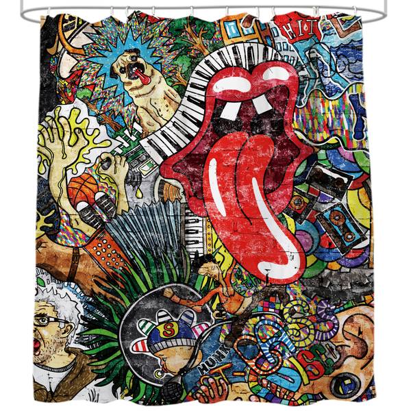 Duschvorhang Graffiti 180 x 200 cm Polyester - 180 x 200 x 200 cm