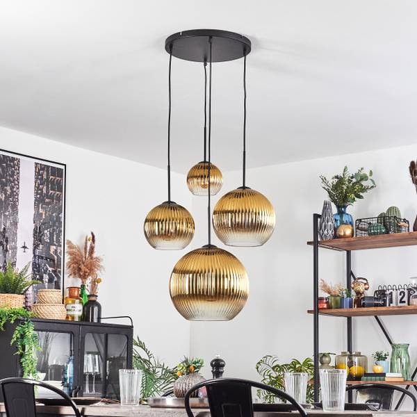 Pendelleuchte Cesaro Gold - Aluminium - Klarglas - 38 x 147 x 37 cm