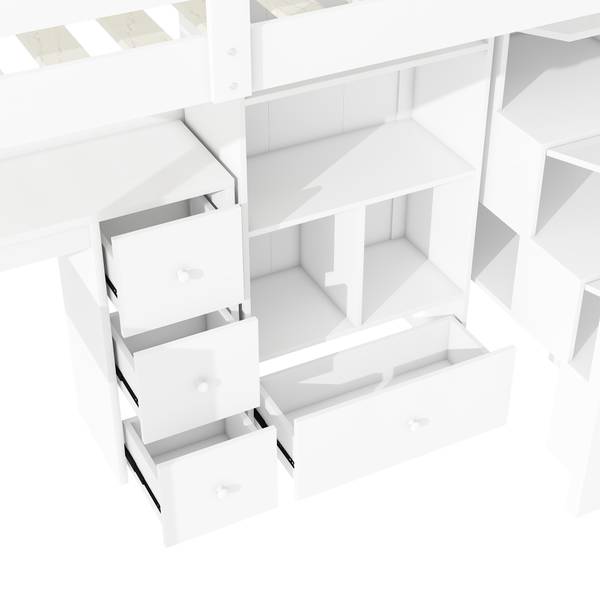 Lit mezzanine LucyWoody Ⅰ Noir - Pin - 95 x 160 x 254 cm