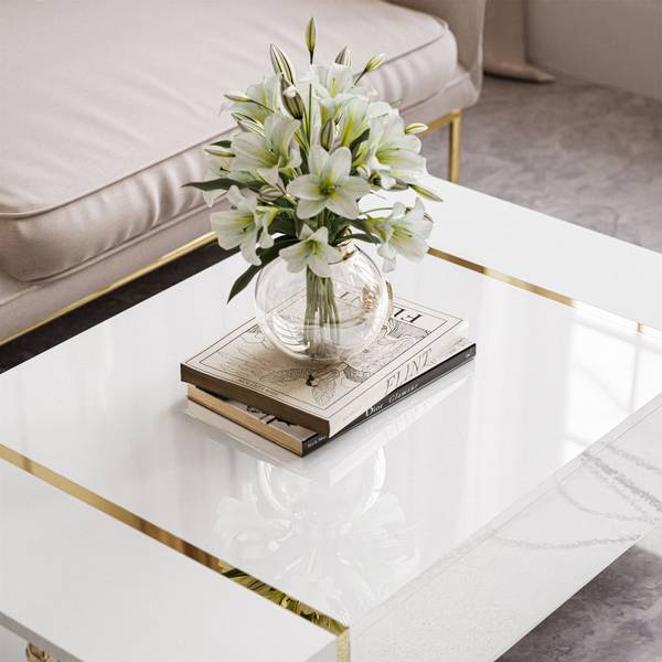 Couchtisch ONYX auf Beinen Hochglanz Weiß