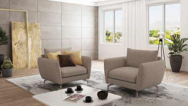 Modernes Sessel Avanti mit Silber Füßen Beige