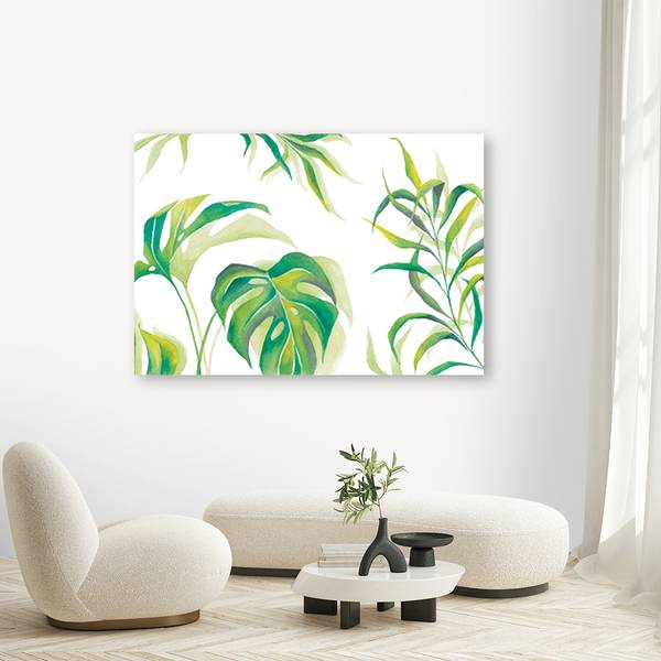 Canvas schilderij Bladeren 90 x 60 cm