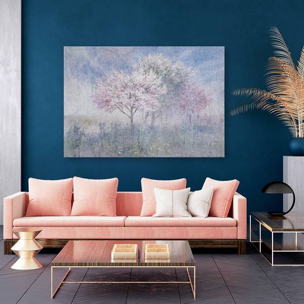 Wandbild blühender baum auf einer wiese 100 x 70 cm