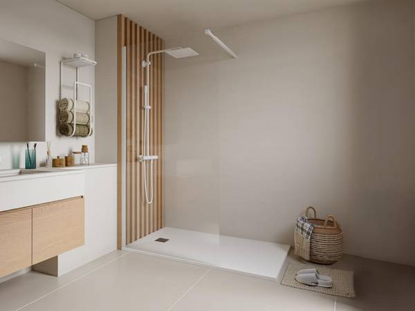 Duschwand DAREN Weiß - Tiefe: 120 cm