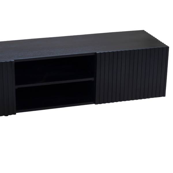 Schwebendes TV-Möbel Roman Schwarz - Massivholz - 150 x 35 x 40 cm