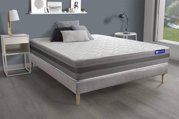 Bettgestell und Matratze Actiflex relax Grau - Massivholz - 150 x 53 x 195 cm
