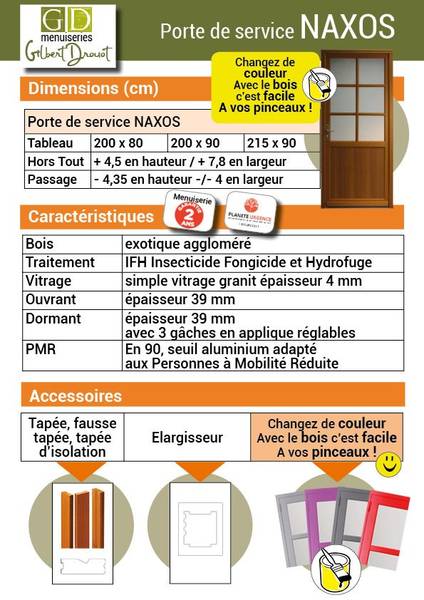 Porte De Service Naxos 156 Marron - Bois manufacturé - En partie en bois massif - 90 x 215 x 7 cm