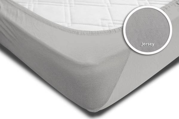 2 Spannbettlaken Jersey silber 120x200cm Silber - Jersey - 120 x 25 x 200 cm