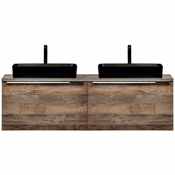 Badmöbel-Set PUEBLA-56-105 5er-Set Braun - Holzwerkstoff - 160 x 60 x 46 cm
