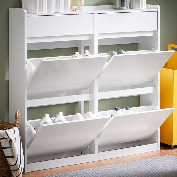 Schuhschrank FSR169-W Weiß - Holzwerkstoff - 98 x 95 x 19 cm