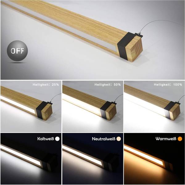 Suspension LED Valeska Marron - Bois manufacturé - 12 x 150 x 100 cm