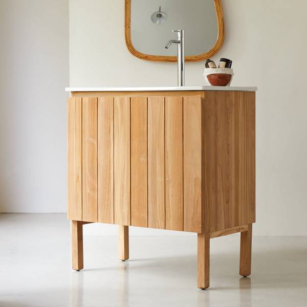 Badezimmermöbel Jill Beige - Teakholz - 82 x 90 x 47 cm