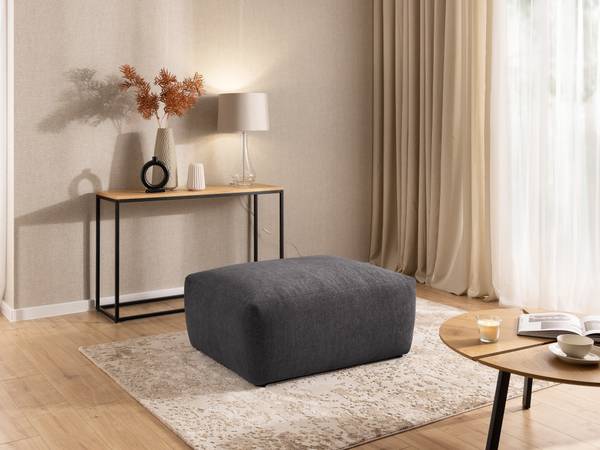 Ecksofa Lennon mit Hocker Graphit - Ecke davorstehend rechts