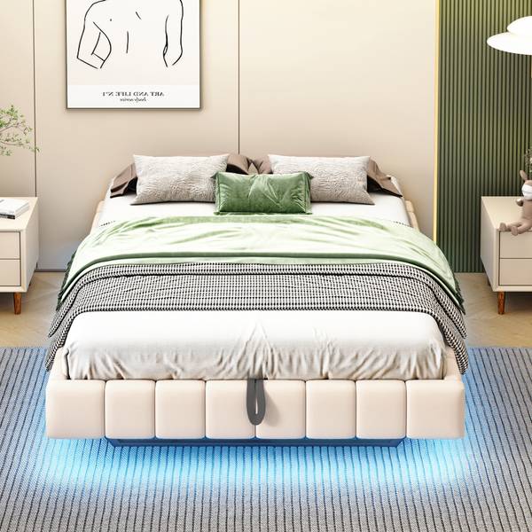 Polsterbett Phoebe Ⅰ Beige - Breite: 141 cm