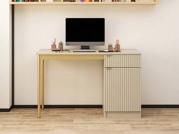 Schreibtisch MILIAKI Beige - Holz teilmassiv - 120 x 75 x 55 cm