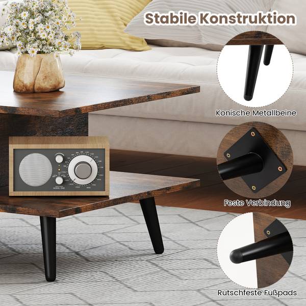 Couchtisch VH34806 Braun - Holzwerkstoff - 45 x 30 x 80 cm