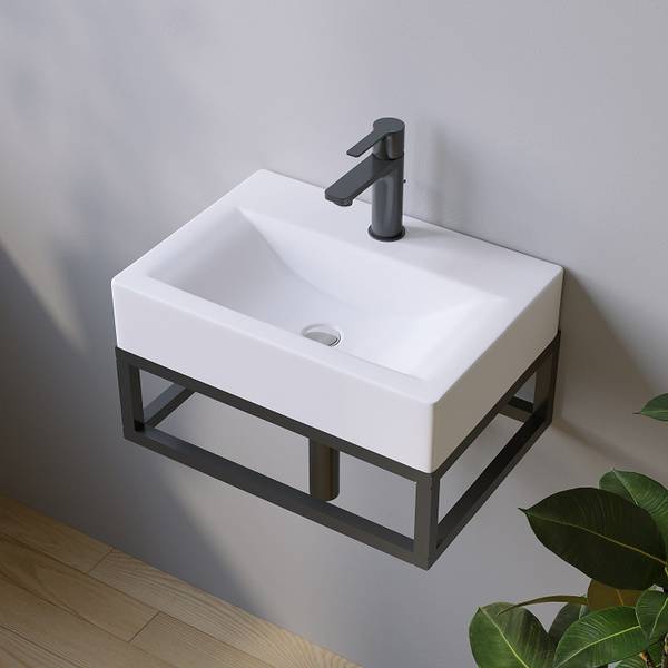 Waschbecken Aufsatzwaschbecken WBK06 Weiß - Keramik - 46 x 10 x 33 cm