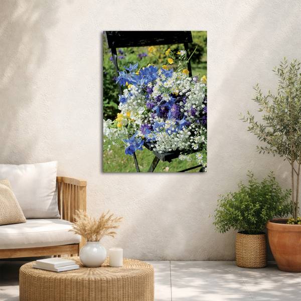 Leinwandbild Blumenstuhl Baumwollstoff - 50 x 70 x 1 cm