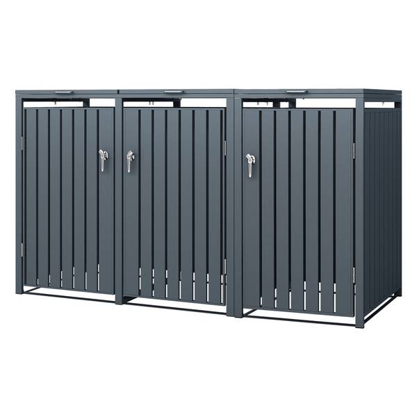 Mülltonnenbox FIRENZE 3er-Set Grau - Metall - 200 x 120 x 80 cm