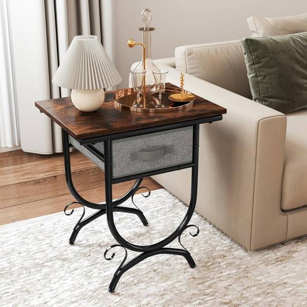 Bijzettafel VH34511NL bruin - plaatmateriaal op houtbasis - 35 x 53 x 48 cm
