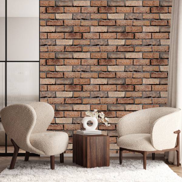 VLIES TAPETE Rolle Steinoptik Ziegel 3D Beige - Braun - Grau - Orange - Papier - 50 x 1000 x 1000 cm